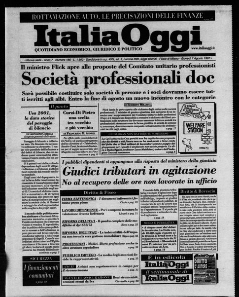 Italia oggi : quotidiano di economia finanza e politica